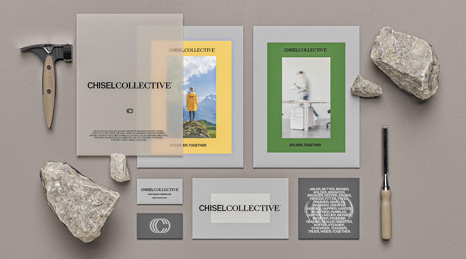 chisel collective branding stationary elements design